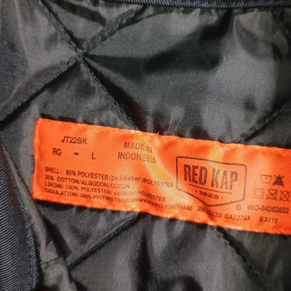 Red Kap Work Jacket Quilted Dark Blue Zip JT22BK Size Large - Picture 4 of 4